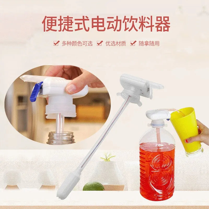 Blue and white electric pumping water device with 32.5cm straw for milk and beverage transfer