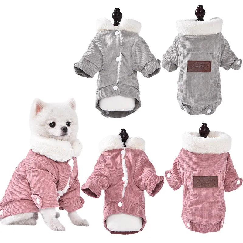 Lambswool grey dog winter vest with fleece lining and padding for cold weather warmth