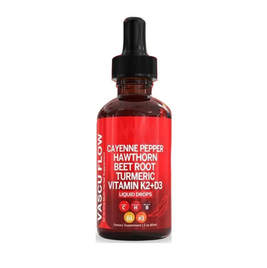 60ml bottle of Vitamin D3 and K2 supplement liquid drops with hawthorn fruit extract