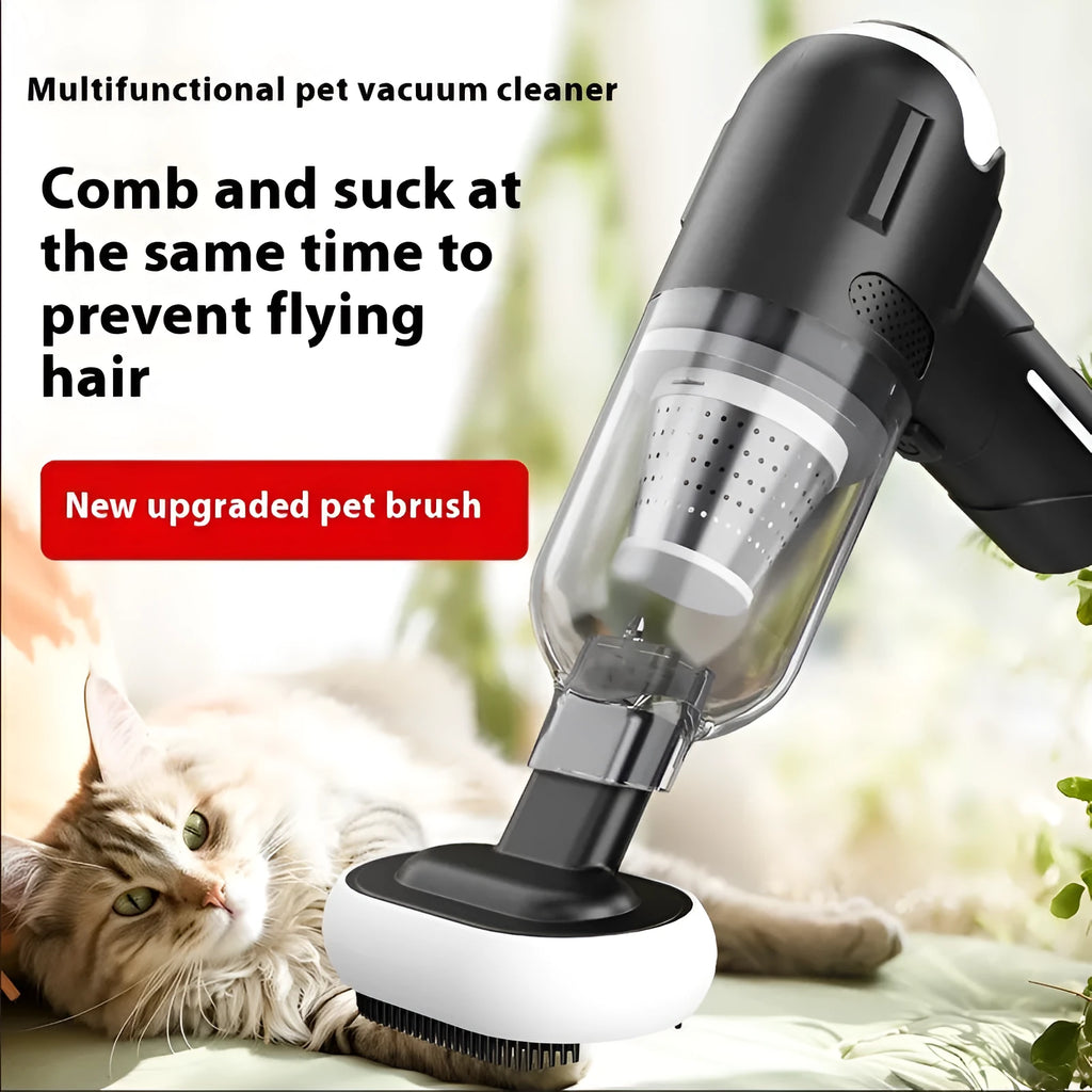 Handheld cordless pet hair vacuum cleaner with floor brush and nozzle attachments in Universal colour.