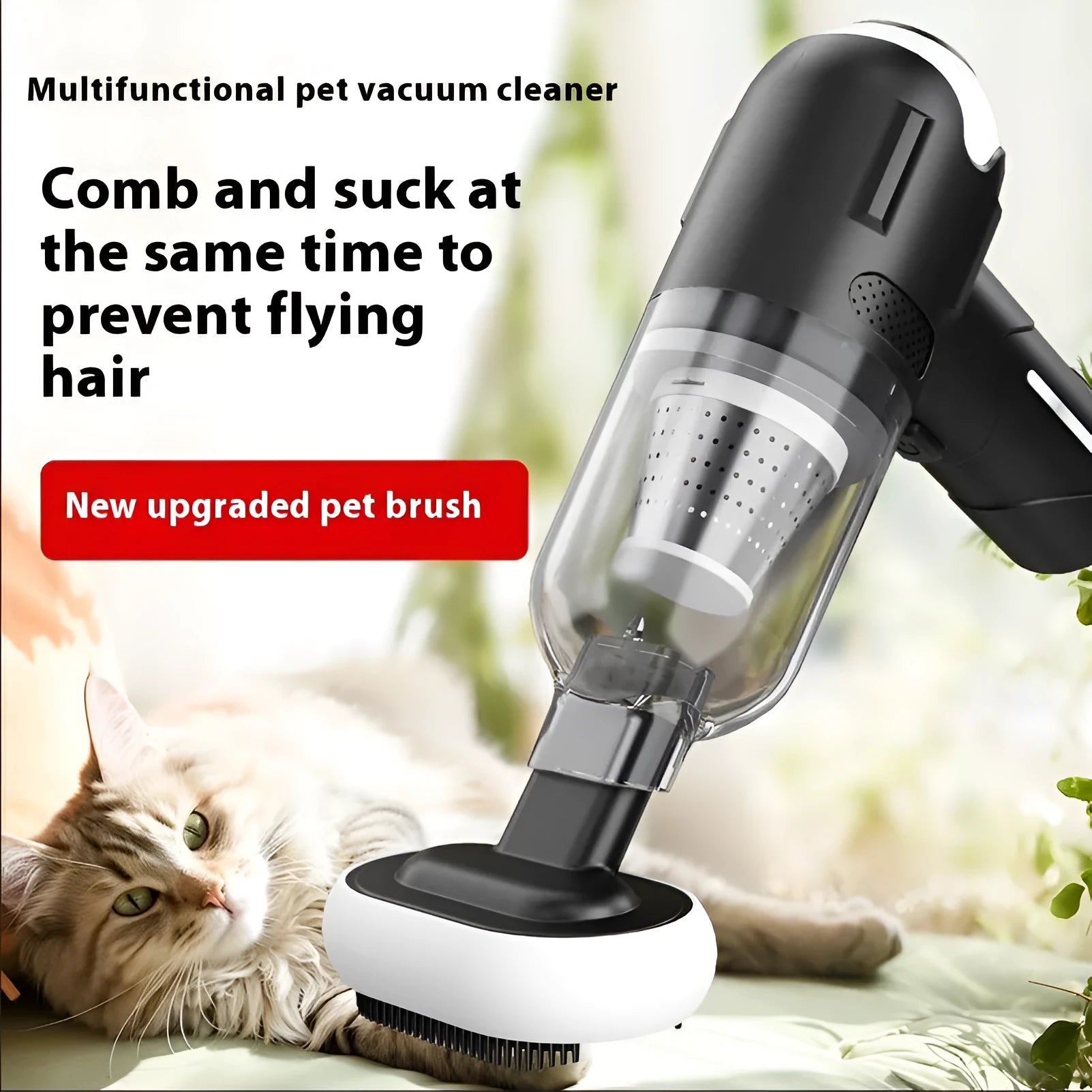 Handheld cordless pet hair vacuum cleaner with floor brush and nozzle attachments in Universal colour.