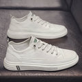Men's beige casual flat shoes with round toe and PU leather upper