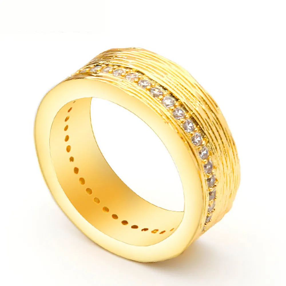 Gold geometric women's zircon ring with copper construction in sizes 6, 7 and 8