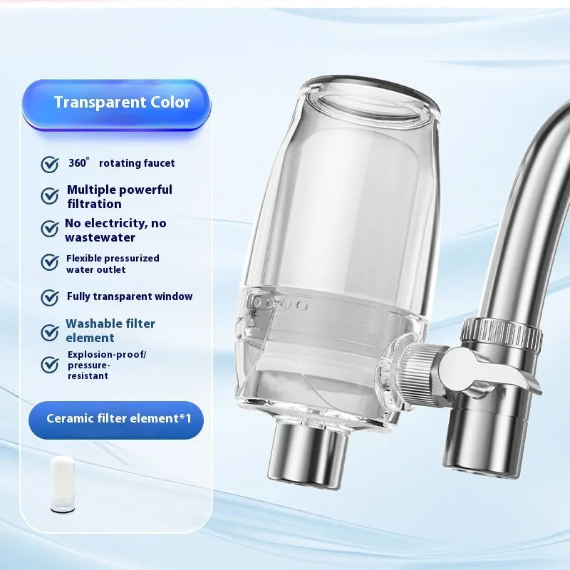 Ceramic water filter element for direct kitchen tap installation