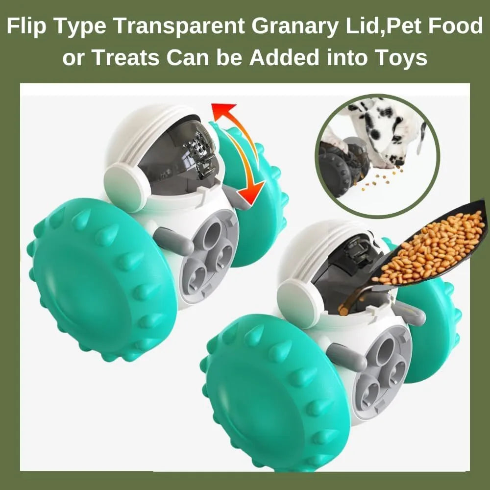 Self-balancing interactive dog treat dispenser toy in five colour options for small pets
