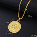Gold-coloured geometric women's necklace with inlaid zircon detail on alloy pendant.