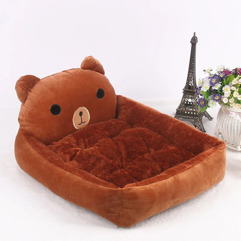 Cartoon-style washable pet sofa bed for small dogs and cats in a blue colour.