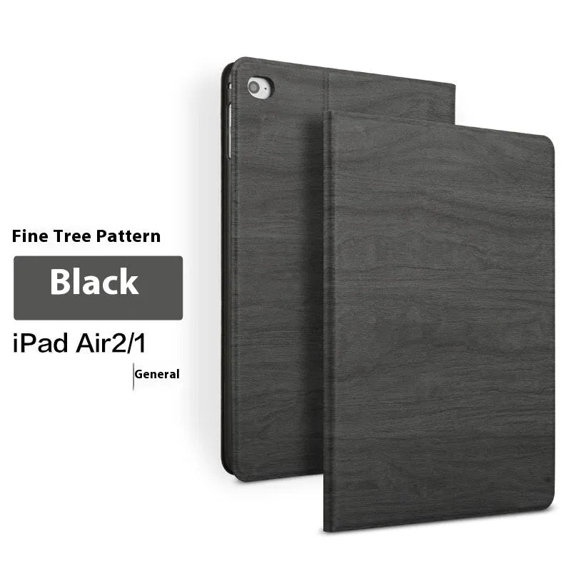 Universal imitation leather sleep bracket protective cover for iPad in black and sapphire blue colour options.