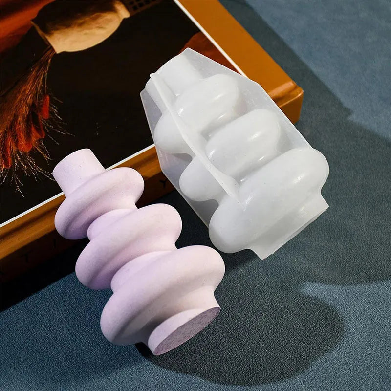 Three layer circle vase silicone mold in irregular shape for cake decoration and crafts