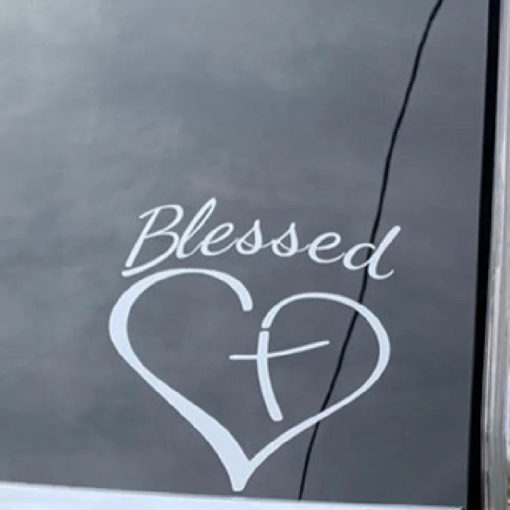 Faith Hope Love letter sticker with heart design in black, white, or red colours