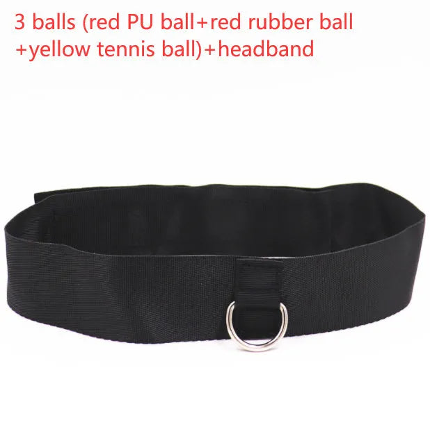 Head-mounted boxing reaction training ball set with adjustable headbands and multiple coloured balls