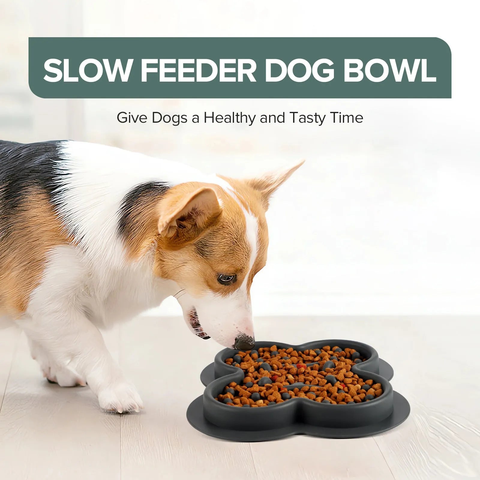 Silicone slow feeder licking pad for pets in various colours on a kitchen floor
