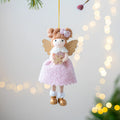 Christmas angel wings plush pendant in pink and white cloth with modern simplicity design