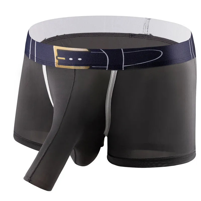Men's ice silk boxers in solid colours showing mid waist design