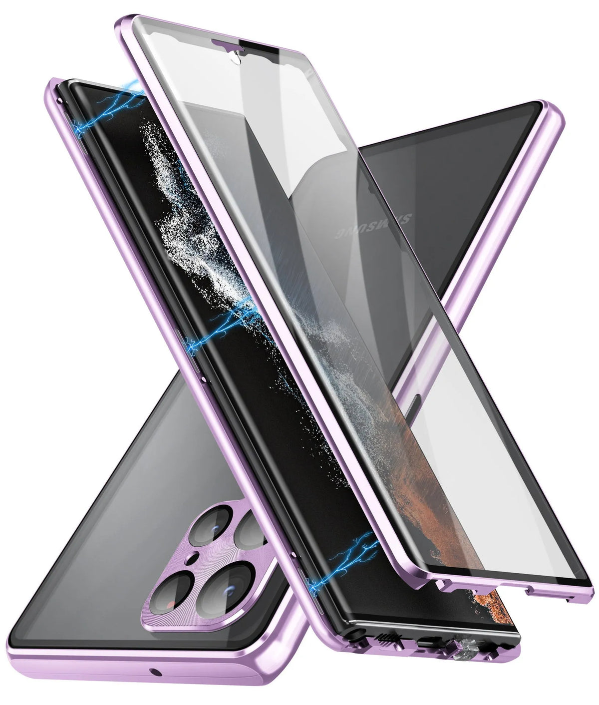 Black metal magnetic phone case with peep-proof mirror for Samsung Galaxy S24 Ultra