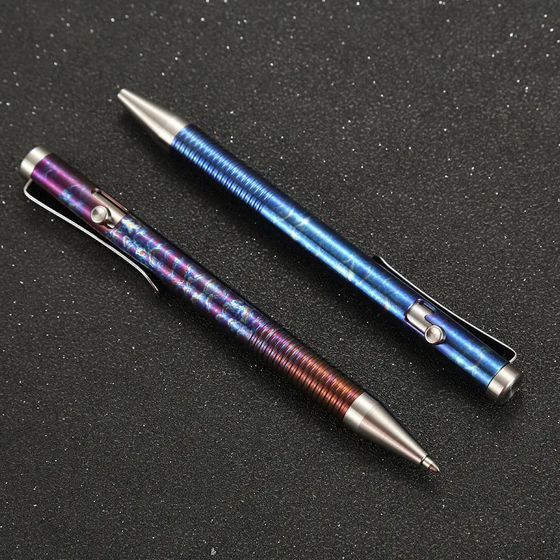 Titanium alloy gun bolt handle ballpoint pen with phantom colour finish.