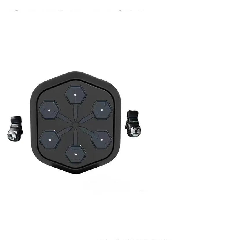 Black smart music boxing machine with EVA surface and Bluetooth connectivity for home fitness training