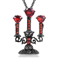 Gothic style zinc alloy clavicle chain necklace with a hollow candlestick pendant in a retro colour finish.
