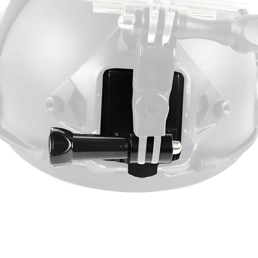 Black aluminium alloy and plastic helmet holder extension with quick release bracket for GoPro Hero 3 and Hero 4 cameras