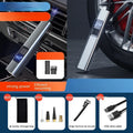 Wireless 4-in-1 car air compressor pump with digital display and LED light for tyre inflation and vacuum cleaning