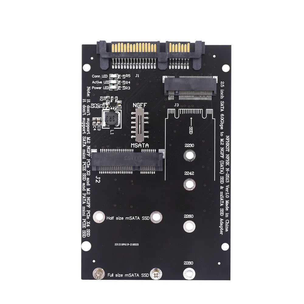 SATA3 to M.2 NGFF SSD adapter conversion card on blue background
