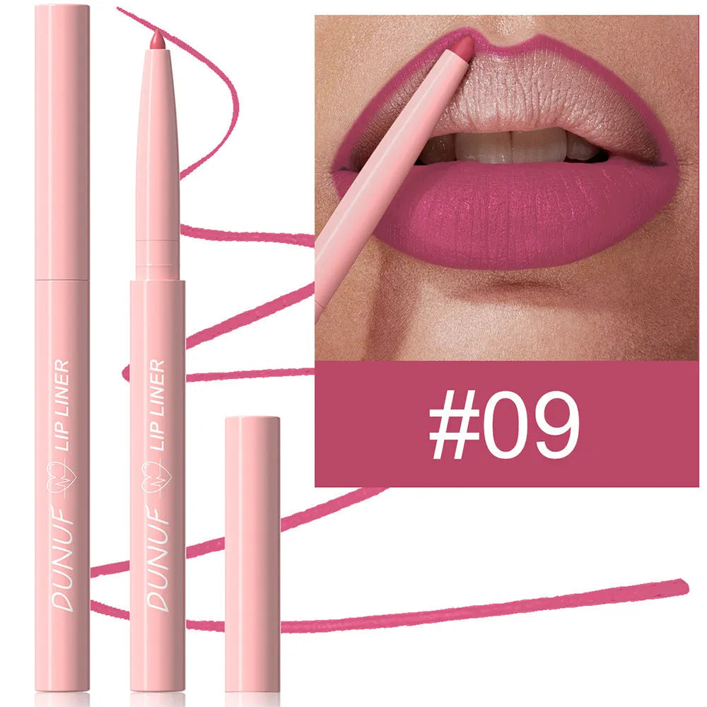 12 Colour Velvet Matte Lip Liner Pencils in assorted shades on a white background.