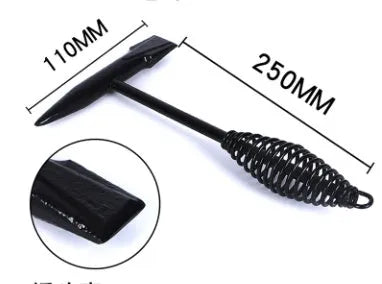 Welding slag removal hammer with spring steel handle and high carbon steel head.