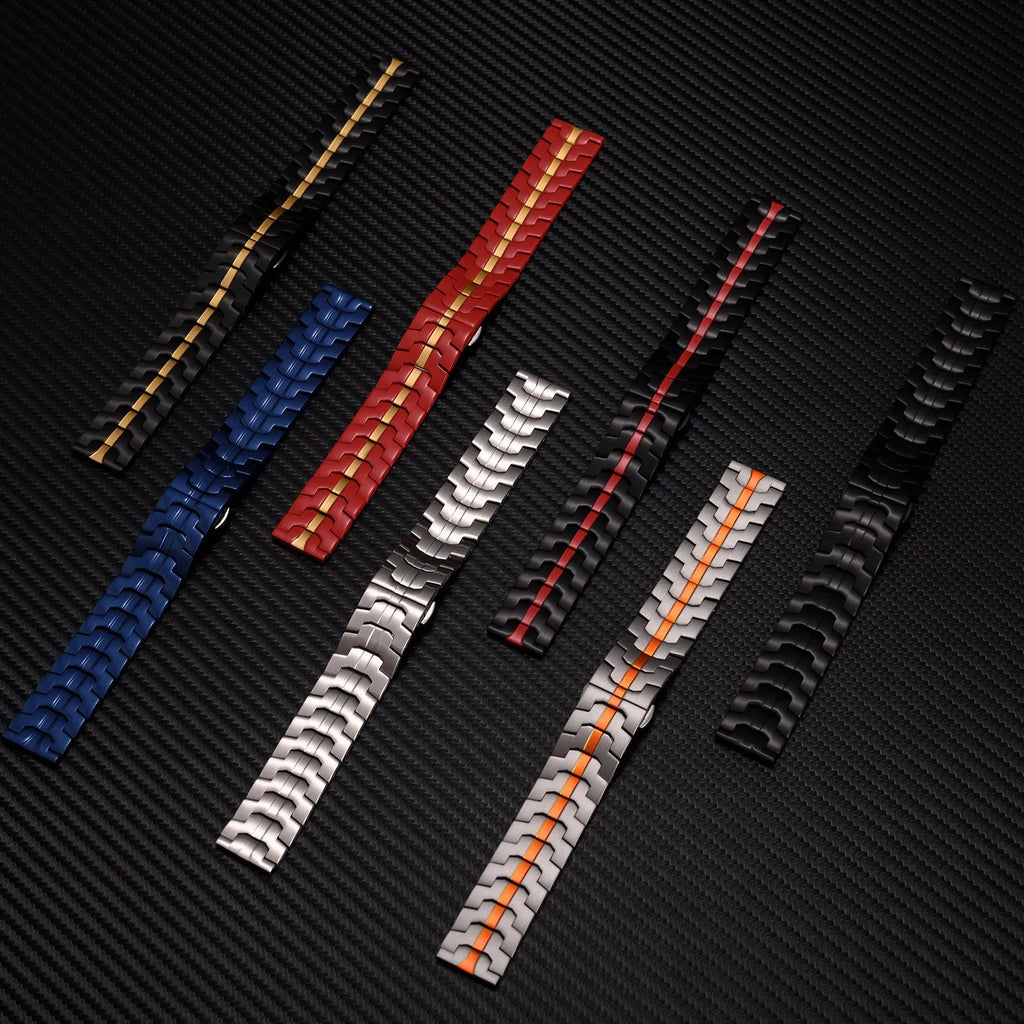 Stainless steel watch band for Samsung Galaxy Watch 7, 6, 5 in silver, black, blue and other colour options