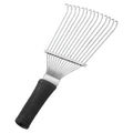 Stainless steel dematting brush rake comb for pet and livestock grooming.