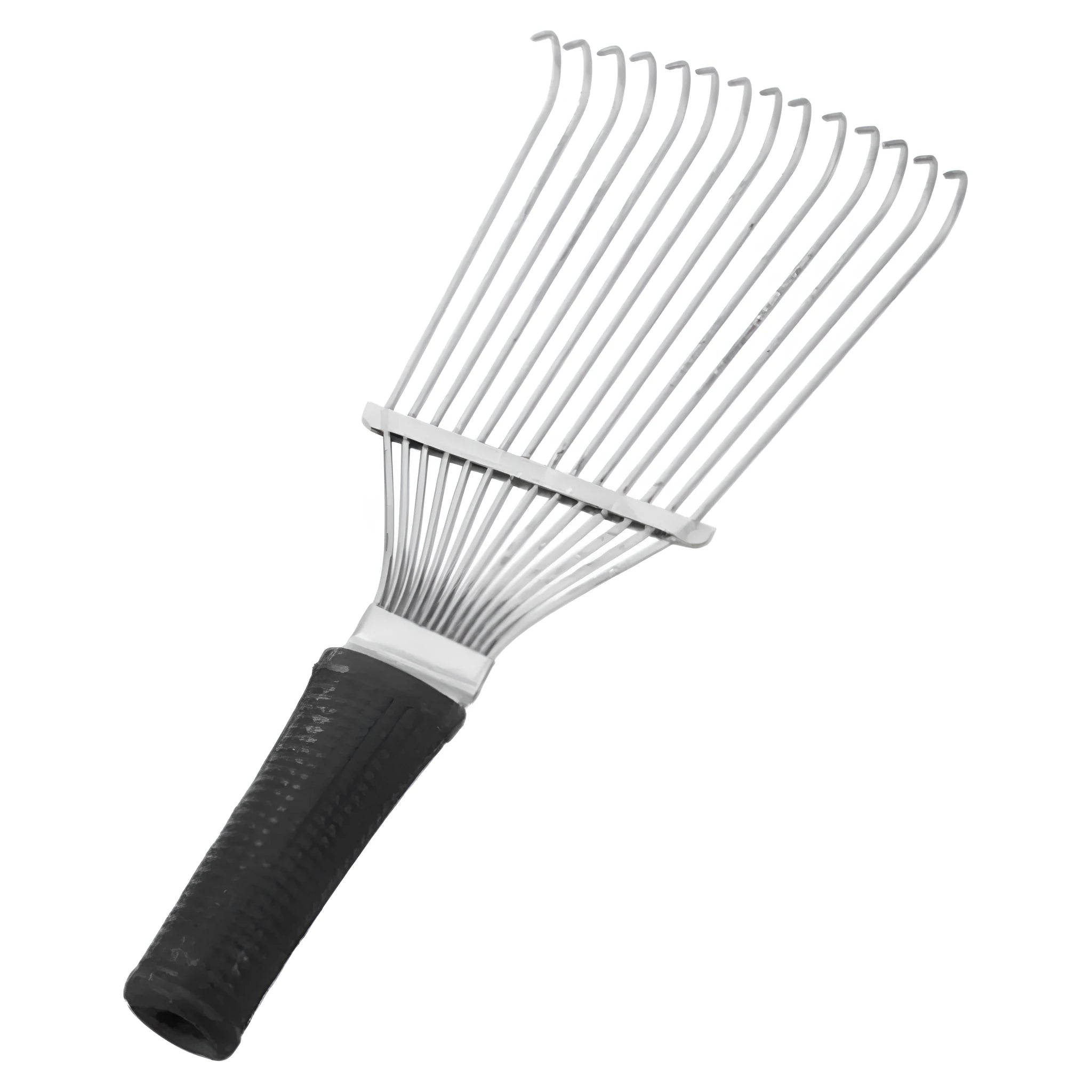 Stainless steel dematting brush rake comb for pet and livestock grooming.