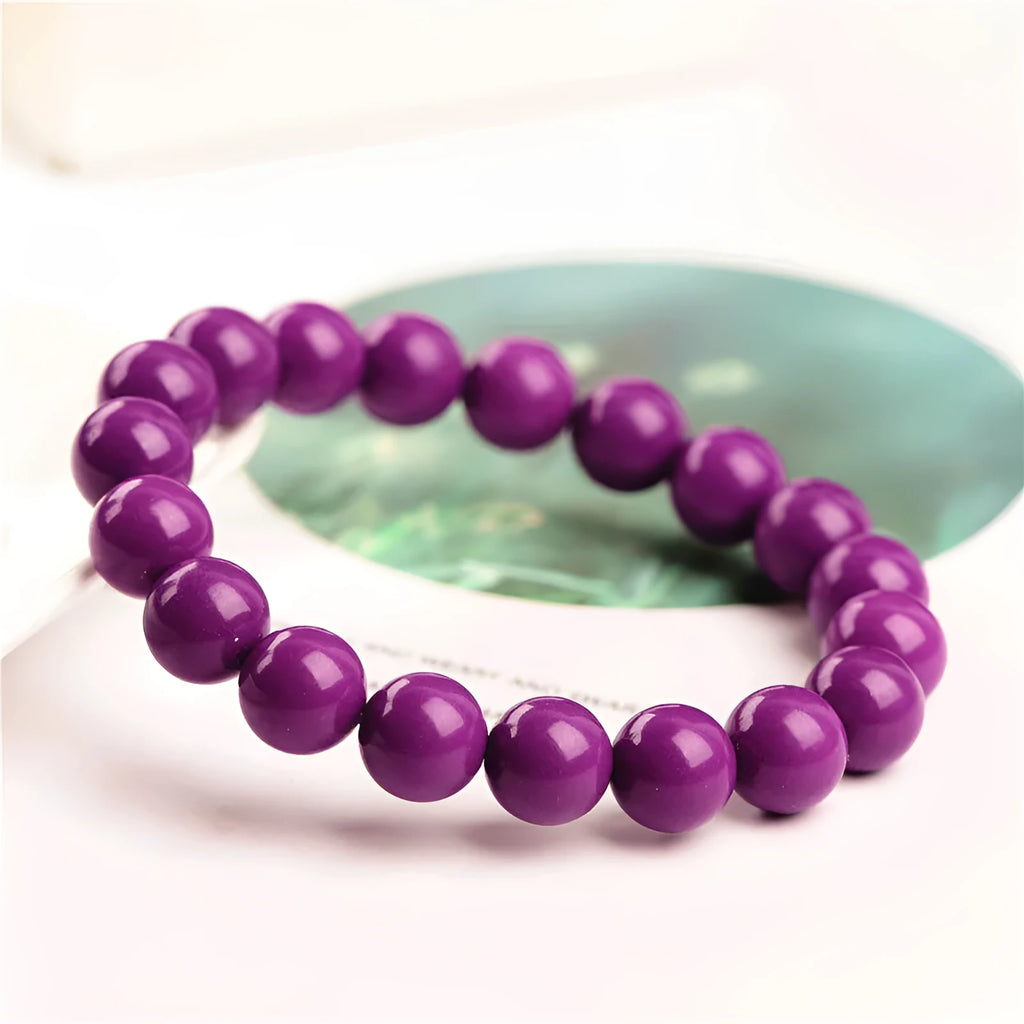 Jiuya 5A grade purple mica crystal bracelet with polished beads in single circle unisex design