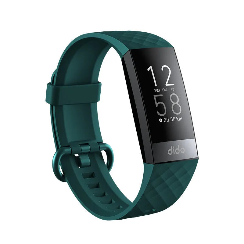 Black smart watch with ECG, blood pressure, and blood oxygen monitoring on a wrist.