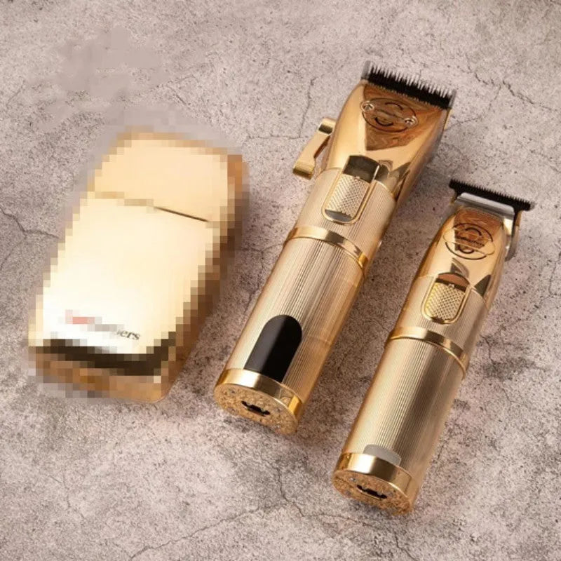 Gold cordless hair cutting machine with dual power supply, 2880 model barber clipper