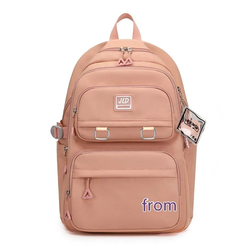 Girls' large nylon school backpack in a choice of colours and patterns like geometric graffiti.