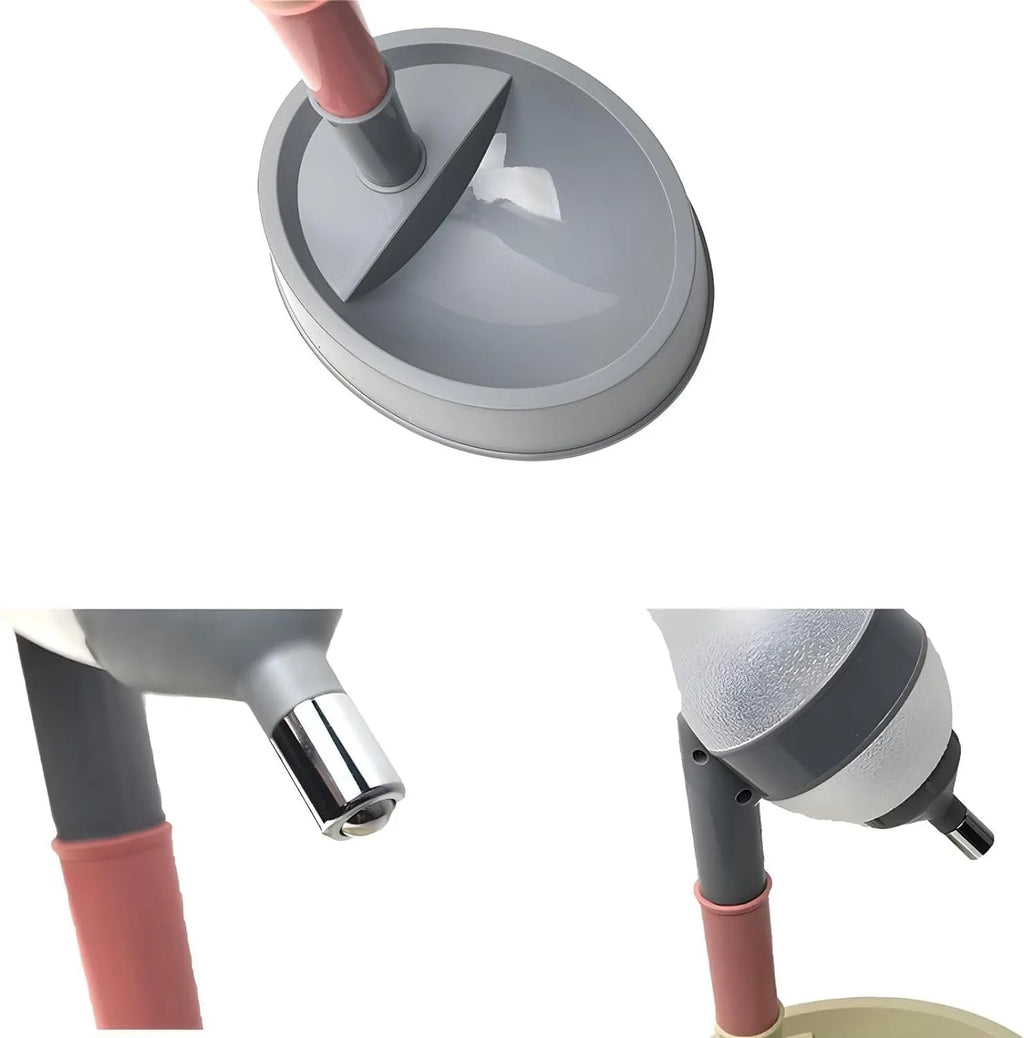 Green adjustable pet water dispenser with detachable pole and steel drinking nozzle on a grey floor.