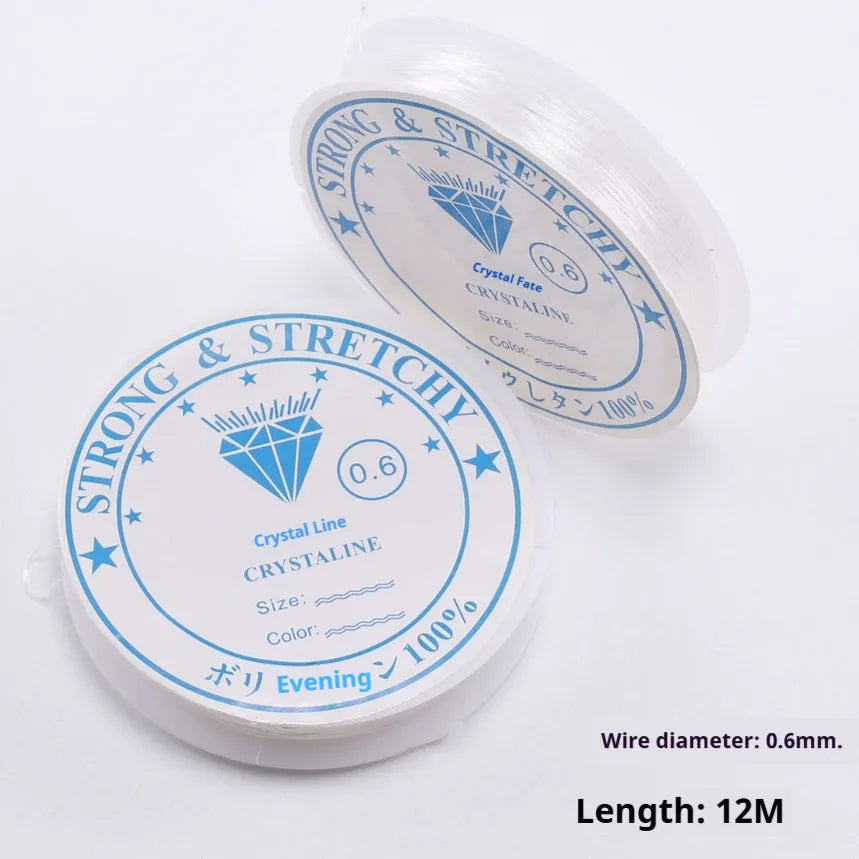 Transparent white elastic fishing line spool for DIY ornament hanging with multiple diameter options