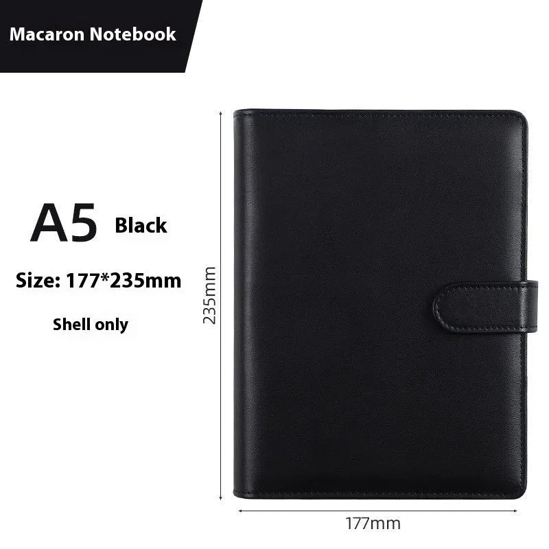 A5 solid colour PU leather notebook shell with zipper closure shown in pink