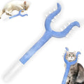 Blue and pink plush cat wand toy showing 70cm length with plush-wrapped construction