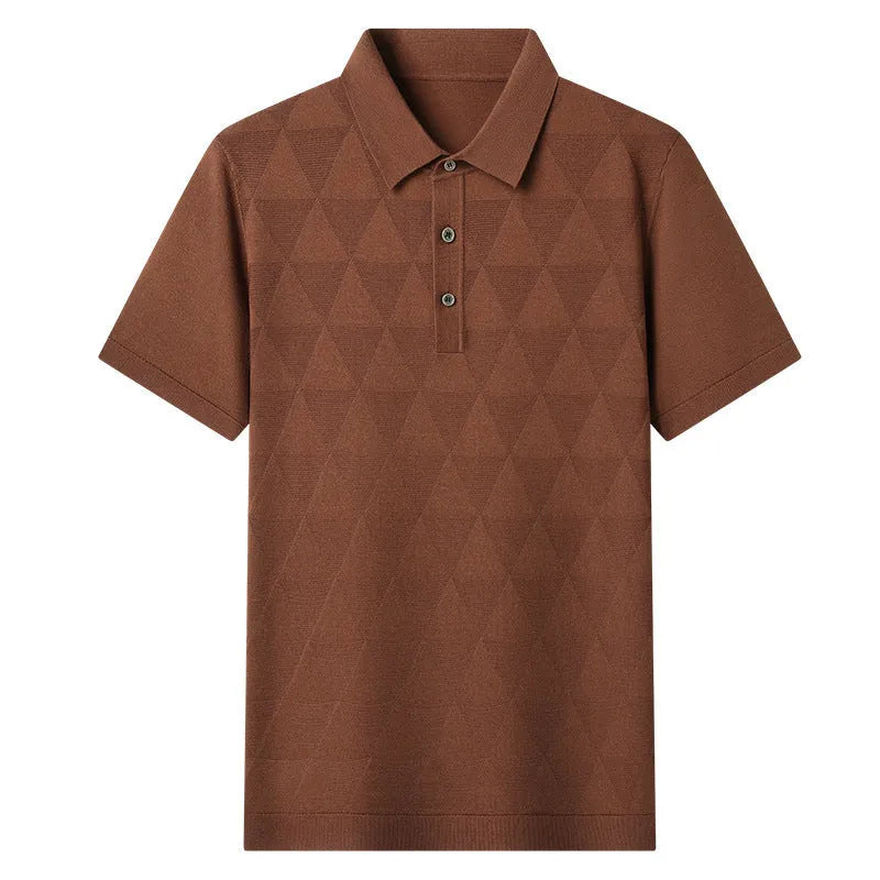 Men's thin Ice Silk short sleeve t-shirt in grey, showing regular fit and knitted lyocell fabric.