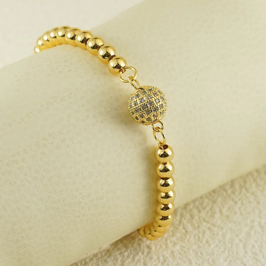 Arabic-style women's copper bracelet with heart-shaped links and single zircon stone decoration