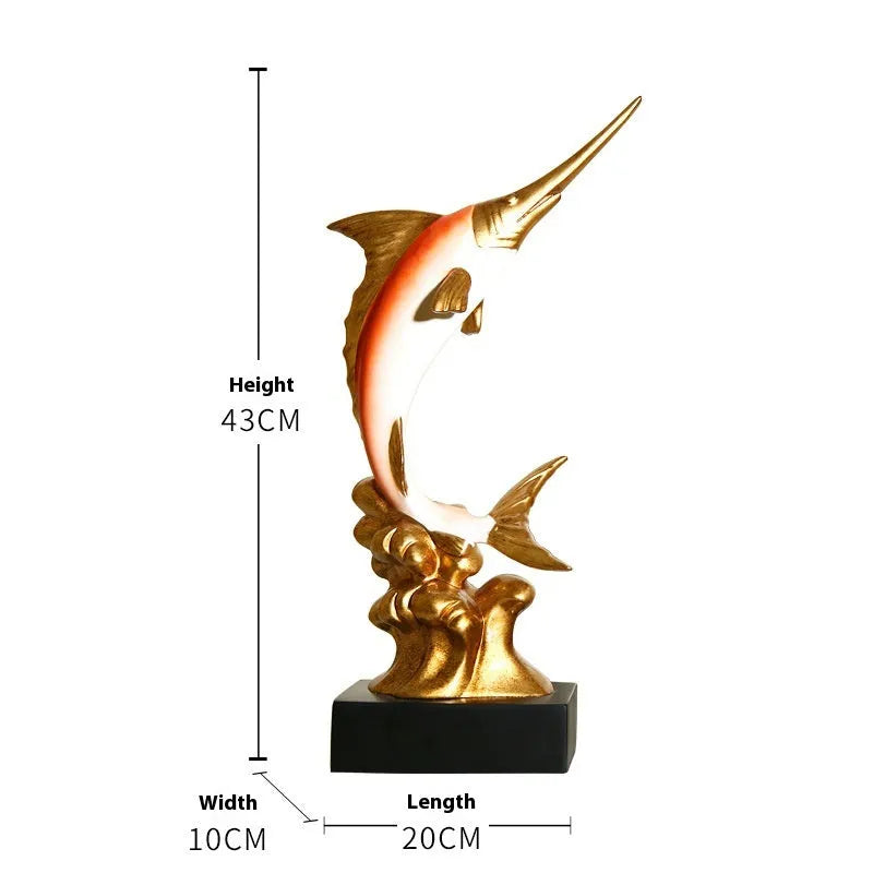 European swordfish decorative ornament in resin and plastic with four colour options