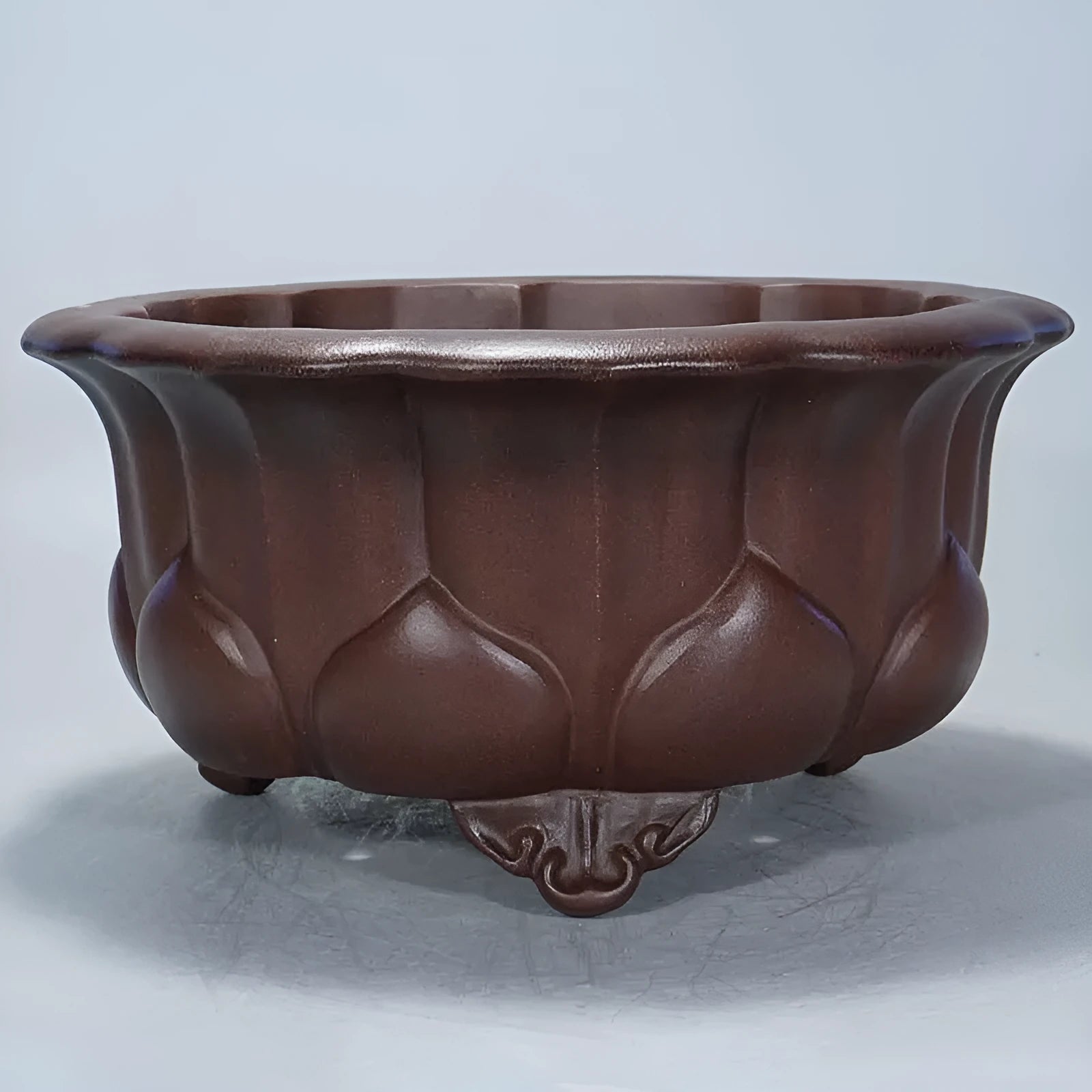 Purple sand flowerpot with petal basin design, antique red mud finish, measuring 37x37x20cm