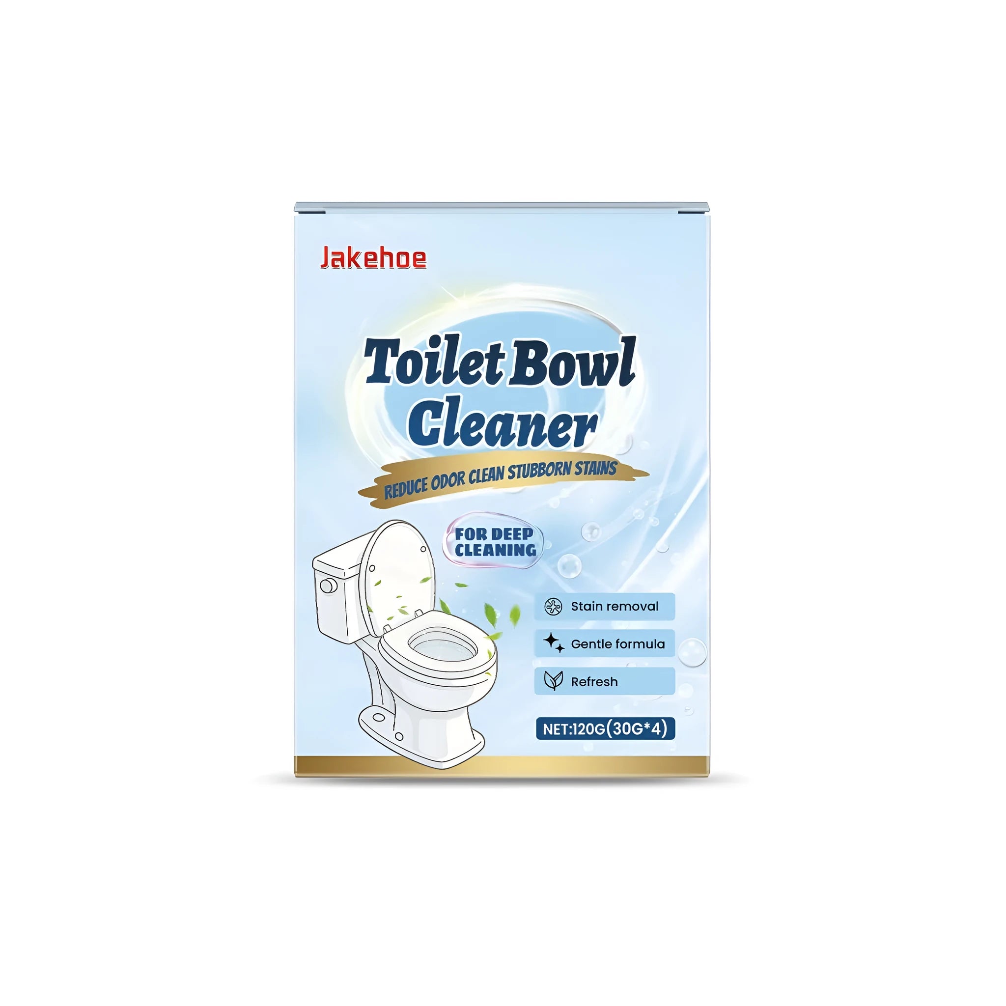 Box of powerful toilet cleaning powder containing four individual 30g sachets, 120g total.