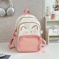 Korean cartoon anime style large capacity nylon backpack in various colours with curved shoulder straps.