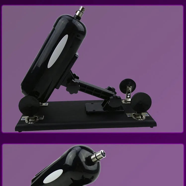 Purple automatic telescopic thrusting sex toy for women on a white background.