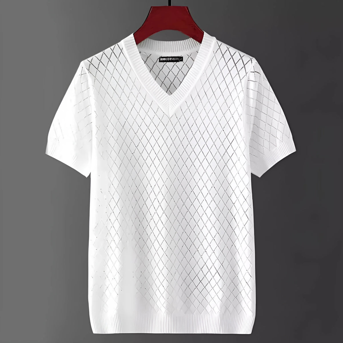 Men's ice silk V-neck summer top in black and white colour options