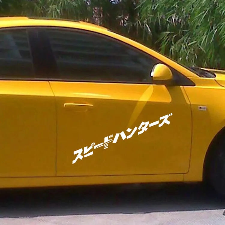 35x35cm square Japanese car sticker with reflective PET material in black or white colour options