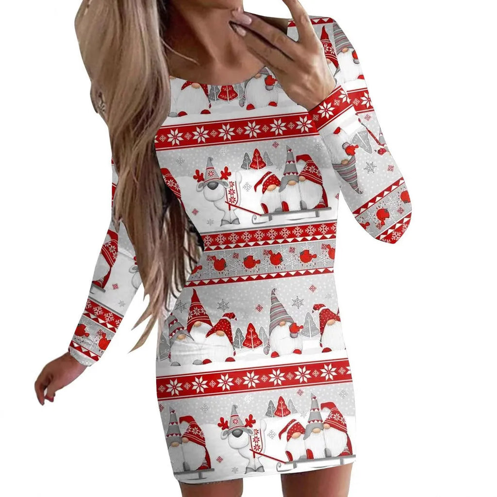 Women's animal print fitted midi dress with long sleeves in floral colour option