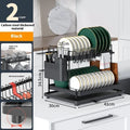 White double-layer kitchen storage rack with removable draining feature