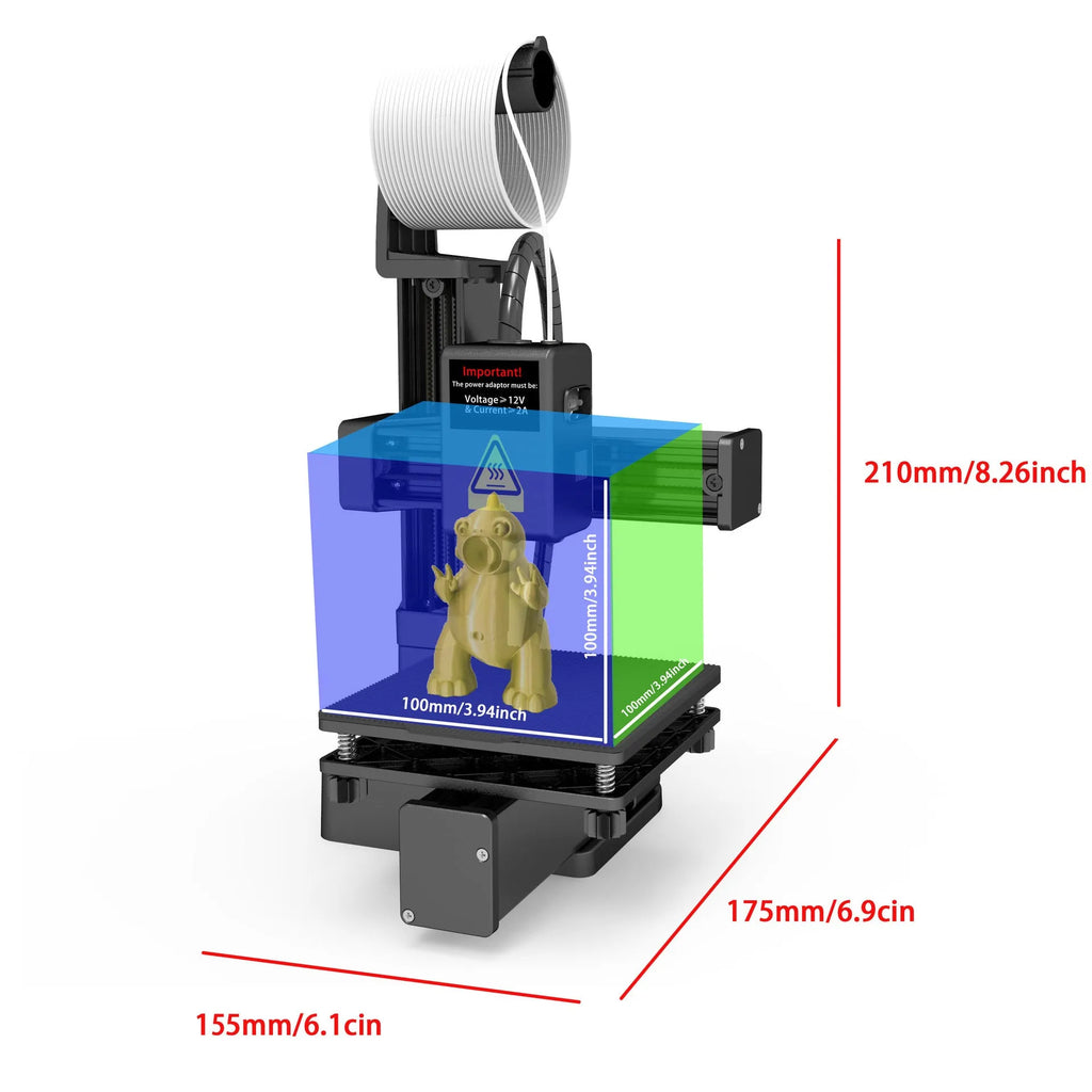EasyThreed K10 white 3D printer with 175mm build volume compatible with TPU and PLA filaments